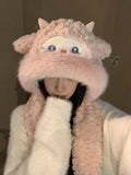 KYLETHOMASW  -  Sweet Hot Girl Cute Little Sheep Hat Women's Winter Scarf Thick Warm Bomber Hats Female Trendy Accessories