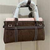 KYLETHOMASW  -  Retro Maillard Frosted Suede Shoulder Bag Women Color Block Large Capacity Stitching Crossbody Bag Ladies Versatile Handbag Chic