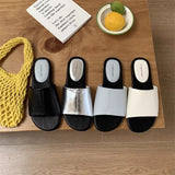 KYLETHOMASW  -  Shoes Slippers Soft Loafers Slides Summer Clogs Woman Comfort Rubber Silver Flat Beach Concise Women's Shoes Silver Ladies' Slip