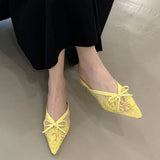 KYLETHOMASW  -  Fashion Butterfly-Knot Mesh Women Flats Slippers Mules Shoes Female Slides Pointed Toe Ladies Flats Slippers Sandals Shoes