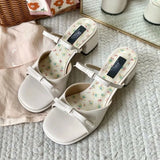 KYLETHOMASW  -  Sweet Women Sandals Summer Square Toe High Heels Shoes Outdoor Street Style Trend Open Toe footwear Elegant Dress pumps