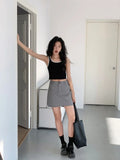 KYLETHOMASW  -  Women's High Waist Cargo A-Line Mini Skirt with Drawstring Casual Slim Skirt