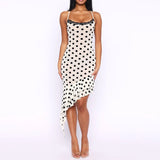 KYLETHOMASW  -  Y2k Polka Dot Mermaid Slip Dresses Sexy Sleeveless Backless Lace Party Maxi Dress Asymmetrical Ruffle Hem Bodycon Gowns