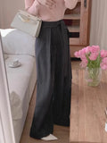 KYLETHOMASW  -  Korean Retro Strap Contrasting Striped Trousers Women Spring New French Style High-end Versatile Casual Long Pants