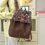 KYLETHOMASW  -  Japanese Harajuku Style Y2k Retro Leopard Print Large Capacity Backpack Travel Storage Bag Student School Bag Women's Bag