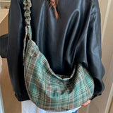 KYLETHOMASW  -  Preppy Plaid Pleated Bow Women's Handbags Y2k Aesthetic Fashion All Match Shoulder Bag Trendy Casual Crossbody Bags Streetwear