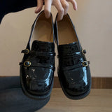 KYLETHOMASW  -  High Quality Patent Leather Loafers Women Fashion Double Narrow Band Buckle Designer Shoes Retro British Style Zapatos De Mujer