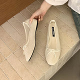KYLETHOMASW  -  Fashion Lace Butterfly-Knot Women Flats Slip On Shoes Luxury Female Shallow Footwear Round Toe Ballet Flats Ladies Shoes Summer