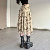 KYLETHOMASW  -  Women's Fashion Printed Milk Silk Skirt Low Waist Slimming Hot Girl Mid-Length