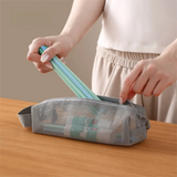 KYLETHOMASW  -  with Handy Handle Mesh Toiletry Bag Breathable Foldable Toiletry Storage Bag Cosmetic Brush Bag Quick Dry Washing Handbag