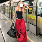 KYLETHOMASW  -  Y2K Red Cargo Pants Women Harajuku Baggy Sweatpants Streetwear Wide Leg Joggers Summer Gyaru Korean Casual Trousers New