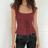 KYLETHOMASW  -  Y2k Sexy Solid Slim Square Collar Sleeveless Lace Patchwork Fashion Tanks
