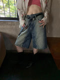 KYLETHOMASW  -  Summer New Korean Slim Denim Women Shorts Loose Casual Blue High Waist Shorts Female Fashion Street Simple Basic Woman Shorts