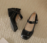 KYLETHOMASW  -  High Heels Women's Summer Word Belt Mary Jane Single Shoes Thick Heel Light Mouth Buckle High Heel Leather Shoes Women Pumps