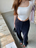 KYLETHOMASW  -  Spring Summer High Waist Casual Suit Pants Women Korean Style Fashion Wide Leg Cargo Pants Female Streetwear Vintage Trousers