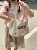 KYLETHOMASW  -  Large Tote Bag for Women Korean Canvas Woman Shoulder Shopper Bags Fashion Cartoon Embroidery Lady Big Female Handbags