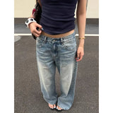 KYLETHOMASW  -  American Vibe Retro Plus Size Loose Jeans Women Washed Distressed Lace Up Wide Leg Jeans Street Chic Daily Casual Trendy Pants