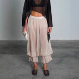 KYLETHOMASW  -  Spring Summer New Bubble Cuffed Long Pants Casual Fashion Pleated Wide Leg Pants Elegant Personality Loose Fit Nine Points El...