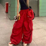 KYLETHOMASW  -  Y2K Red Cargo Pants Women Harajuku Baggy Sweatpants Streetwear Wide Leg Joggers Summer Gyaru Korean Casual Trousers New