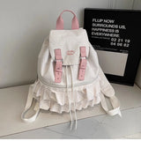 KYLETHOMASW  -  Women Casual Travel Backpacks Kawaii Dots Sweet Ruffled Schoolbags High-capacity Backpack for Women Students Y2k Aesthetic