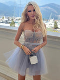 Kylethomasw Women Summer Sexy Strapless Backless Diamonds Pleated Mini Ball Gowns Bodycon Gowns Dress 2024 Elegant Evening Party Club Dress