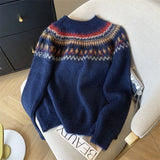 KYLETHOMASW  -  Vintage Sweater Women Harajuku Print Patchwork Knitted Pullovers Winter Knitwears Streetwear Korean Design Casual Jumpers