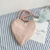 KYLETHOMASW  -  Ins Sweet Cute Pink Heart Crossbody Bag Women Small Capacity Beaded Handle Shoulder Bag Ladies Casual Versatile Everyday Handbag