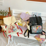 KYLETHOMASW  -  Japanese Cute Nylon Transparent PVC Ita Bag Large Capacity Storage Bag Student Schoolbag Travel Backpack School Satchels