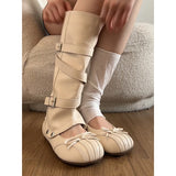 KYLETHOMASW  -  Ballet Flat Boots Women's Summer Thick Bottom Removable High Top Long Boots  Knot Sweet Fashionable Casual Boots