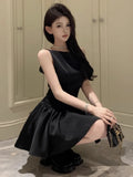 KYLETHOMASW  -  Party Mini Dresses Women Backless Sexy Bow Bandage Pearl Sleeveless Vintage Elegant Dress Ladies Slim French Style Chic