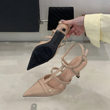 KYLETHOMASW  -  New Fashion Pointed Toe Pumps Ladies Heels Shoes Luxury Female Ankle Buckle Footwear T-Strap Women Thin High Heels Shoes