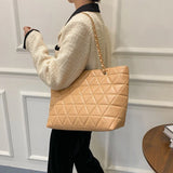 Kylethomasw Large Capacity Single Shoulder Tote Embroidered Wire Diamond Lattice Handbag Fashion Texture Chain Hand Bags