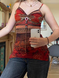 KYLETHOMASW  -  Exotic style pleated V-neck bead mesh suspender fashion ins American spicy girl irregular slim fit top vest