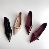 KYLETHOMASW  -  Lamb Skin Mary Janes Pointed Toe Low Heel Slip-On Women Shoes French Elegance Butterfly Knot for Skirts Soft Leather Shoes
