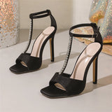 KYLETHOMASW  -  Sexy Thin High Heels  Crystal Diamond Women Sandals Fashion Buckle Strap Female Shoes Summer Party Dress Pumps