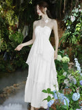 KYLETHOMASW  -  Korea Sweet Fairycore Halter Long Dress Elegant Chic Ruffles Birthday Party Dress Summer Casual A-line Vestidos Female New Robe
