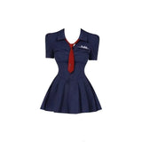 KYLETHOMASW  -  College Style Embroidered Shirt Dress Women's Summer New 2024 Slim Waist Casual Elegant Dress A-line Pleated Party Short Dresses