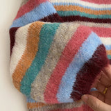 KYLETHOMASW  -  Retro Colorful Striped Knitted Cardigans Women Outerwear Autumn Winter Casual Loose V-neck Single Breasted Sweater Coats Tops
