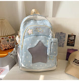 KYLETHOMASW  -  High-capacity Transparent Star Dot Ita Bags Sweet Y2k Aesthetic Ins Students Backpacks Contrast Color Patchwork Women Schoolbags