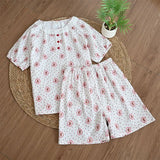 KYLETHOMASW  -  Cotton double-layer gauze lace princess pajamas women's summer new short-sleeved trousers shorts ins loungewear cover