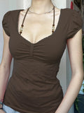 KYLETHOMASW  -  Fashion Solid Halter Beading Slim Fit Causal Women T-Shirts Chic Y2k Simple All-Match Summer New Blouses