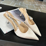 KYLETHOMASW  -  Ladies Thin High Heels Sandals Shoes Fashion Female Rhinestones Footwear Pointed Toe Elegant Women Heeled Sandals Slip On Shoes