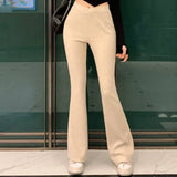 KYLETHOMASW  -  Sexy Belly Button V-Shape Boot Knitted Casual Pants Long Leg Korean Dongdaemun Spring Summer New Arrival AE Stock