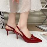 KYLETHOMASW  -  New Design Backless Bow Women High Heels Sexy Pointed Thin Heel Stripper Plus Size 35-43