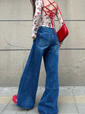 KYLETHOMASW  -  Y2K Spicy Girl Jeans Women Retro High Waisted Wide Leg Loose Slimming Straight Leg Floor Length Casual Drape Trousers