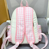 KYLETHOMASW  -  Plaid Strawberry Bow Mochila Korean Style Cute Teenage Girls Student Bag Mochilas Mujer New Bolsas Bags for Woman Backpack