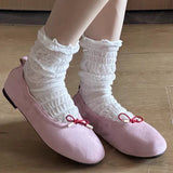 KYLETHOMASW  -  Sweet Bow Ballet Flats Shoes Round Toe Suede Flat Loafers Ladies Soft Comfortable Slip‑on Ballerina Shoes Casual Dress Footwear