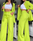 KYLETHOMASW  -  Three Sisters Autumn New Style Women's Elegant Pure Color Lapel Slim Personality Straight Trousers Two-piece Suit Women