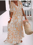 KYLETHOMASW  -  Women's Printed ort Collar Long Skirt Dr Loose Waist Regular Sve A-Line Gown Ciwalk Sle Casual Faion Dr