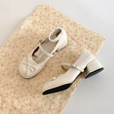 KYLETHOMASW  -  Designer Spring Autumn Thick Heel Women Mary Jane Shoes Concise Butterfly-knot Single Shoes Ladies Elegant Dress Leather Pumps